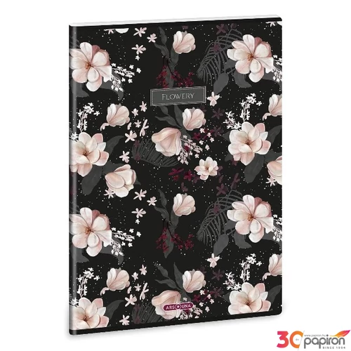 Füzet 81-40 A4 vonalas Ars Una Extra kapcsos Flowery black (5374) 24 53113740 A/4 vonalas 40lapos 75gr-os füz