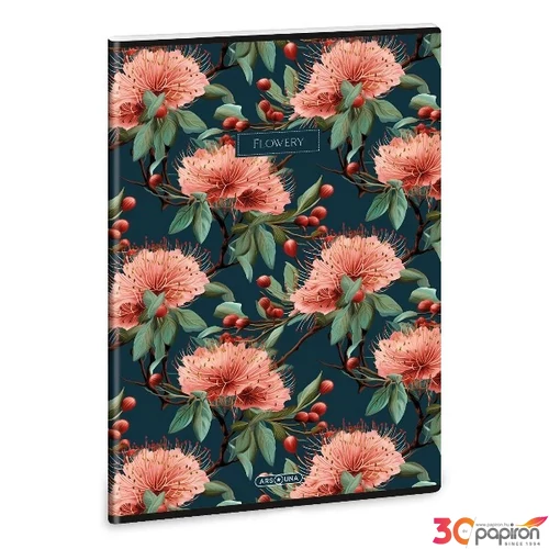 Füzet 81-40 A4 vonalas Ars Una Extra kapcsos Flowery green (5419)24 53114198 A/4 vonalas 40lapos 75gr-os füz