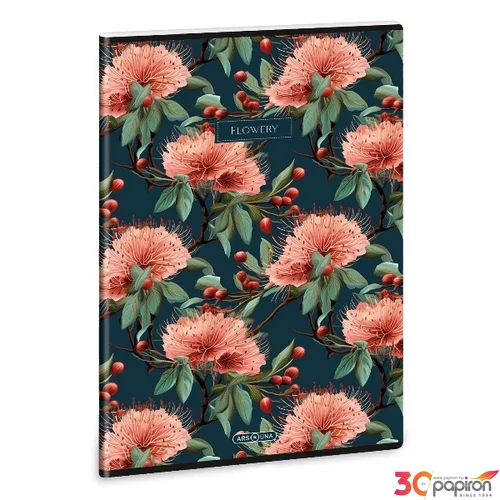 Füzet 87-40 A4 kockás Ars Una Extra kapcsos Flowery green (5419)24 53124197 A/4-es négyzethálós 40lapos 75g