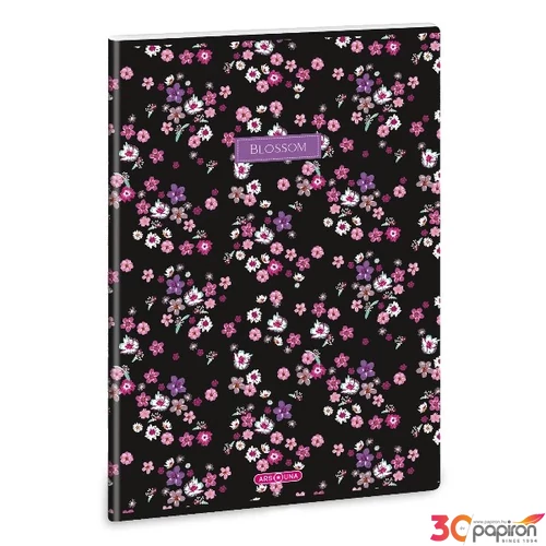 Füzet 87-40 A4 kockás Ars Una Extra kapcsos Pearl Blossom black(5377)2 53123770 A/4-es négyzethálós 40lapos 75g