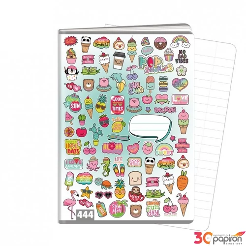 Füzet A4 Argus vonalas Pop stickers matricák, 40 lapos 1582-0365