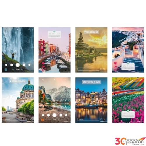 Füzet A4 Blasetti vonalas 80g 42 lapos Socialscape 8305 lakkozott fóliázott extrakapcsos minőség