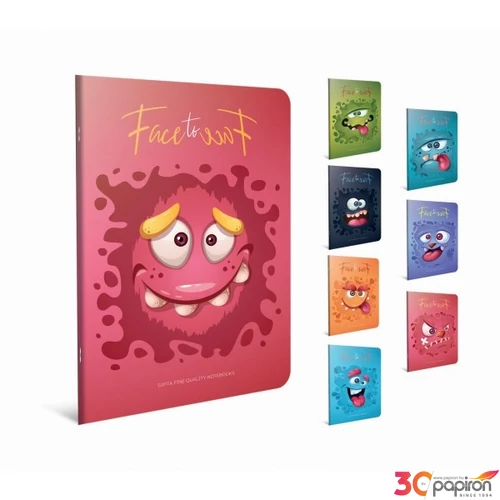 Füzet A4 Gipta Face to face karton borítással 60 lapos kockás 4304