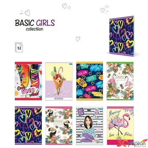 Füzet A4 kockás 52lap A/4 Basic Girls '25 