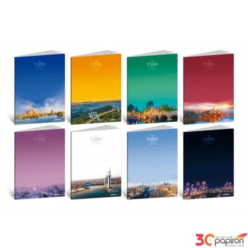 Füzet A4 kockás Blasetti 80g kemény fedeles 42l TRAVEL 8698