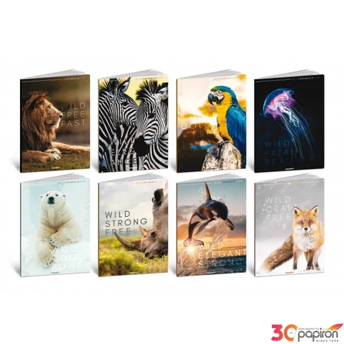 Füzet A4 vonalas Blasetti 80g kemény fedeles 42l WILD ANIMALS 