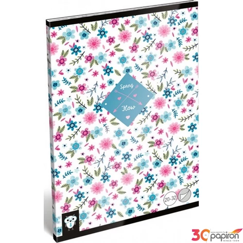Füzet 20-32 A5 sima Kis Bagoly - Flower White 20' Lizzy kollekció