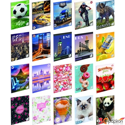 Füzet 20-32 A5 sima T-Creativ 32lapos 70g-os, 200g-os borító nem választható vegyes mintával