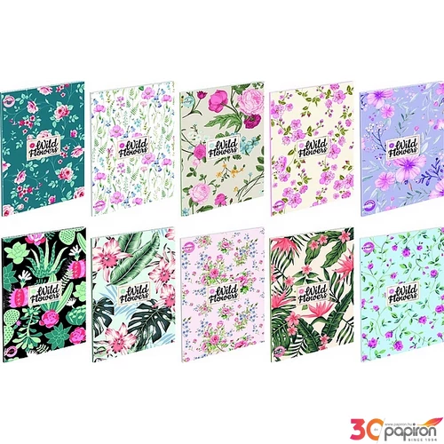 Füzet 27-40 A5 kockás T-Creativ Eco, 40 lapos, 10 minta Wild Flower s