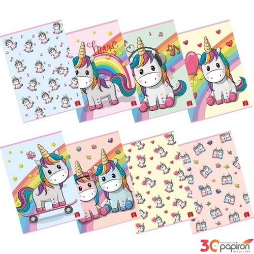 Füzet A/5 Pigna Unicornis 42 lapos kockás glitteres
