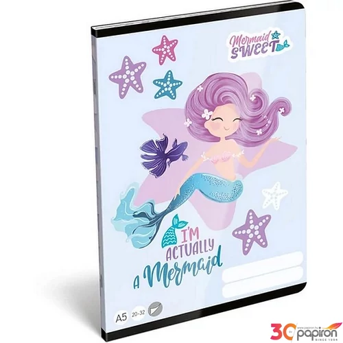 Füzet A/5 sima Mermaid, Sweet 