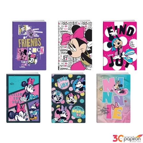 Füzet 50lapos A5 vonalas Play Minnie Mouse csillogós vegyes mintával