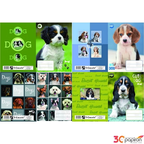 Füzetborító A5 Dogs vegyes T-Creativ bujtatós / kutyás / tankönyv és füzetborító kollekció