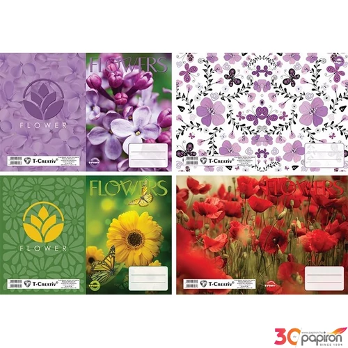 Füzetborító A5 Flowers T-Creativ bújtatós virágos tankönyv és füzetborító kollekció