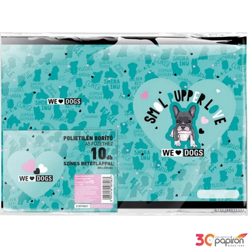 Füzetborító A5 képes We Love Dogs-Blue 21' 10 db-os csomag Lizzy kollekció