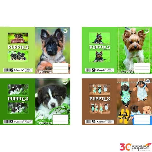 Füzetborító A5 Puppies T-Creativ bújtatós kutyás tankönyv és füzetborító kollekció