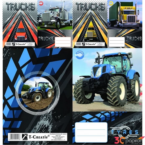 Füzetborító A5 Tyres vegyes T-Creativ bujtatós / kamionos/ tankönyv és füzetborító kollekció