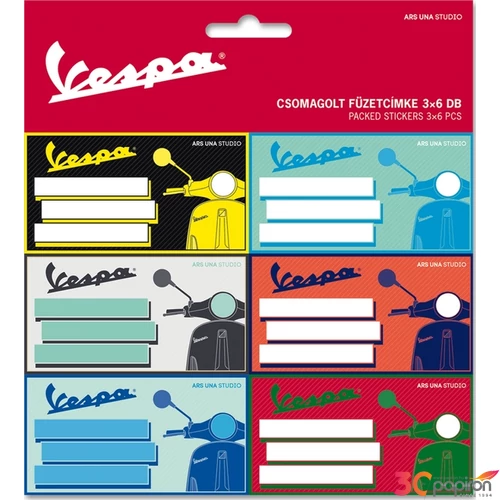 Füzetcímke Ars Una 3x6db 18 Vespa motor 93838733 Öntapadós - egy csomagban külön
