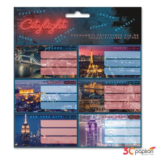 Füzetcímke Ars Una 3x6db 24'' City light (5420) 53834201 Öntapadós - egy csomagban külön