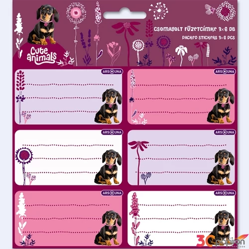 Füzetcímke Ars Una 3x6db 24'' Cute Animals-puppy (5369) 24 TACSKÓ 53833693 Öntapadós - egy csomagban külön