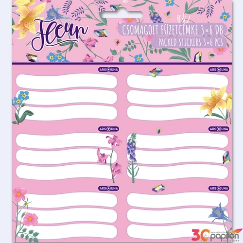 Füzetcímke Ars Una 3x6db 24'' Fleur(5366) virág 53833662 Öntapadós - egy csomagban külön