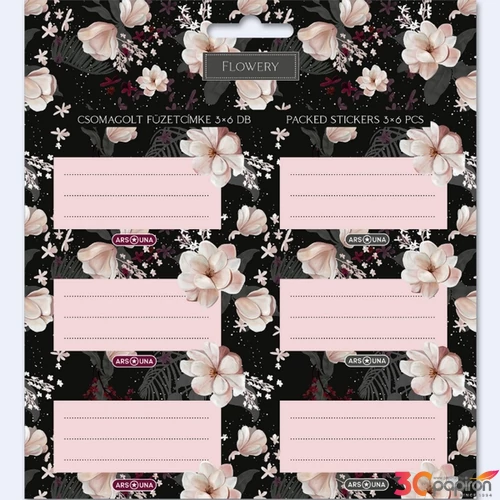 Füzetcímke Ars Una 3x6db 24'' Flowery(5400) 53834003 Öntapadós - egy csomagban külön