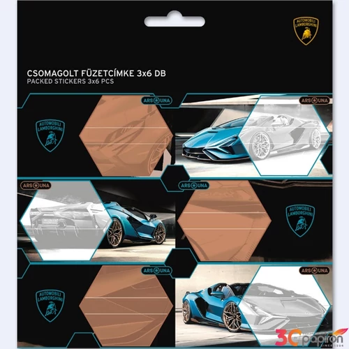 Füzetcímke Ars Una 3x6db 24' Lamborghini (5336) autó 53833365 Öntapadós - egy csomagban külön
