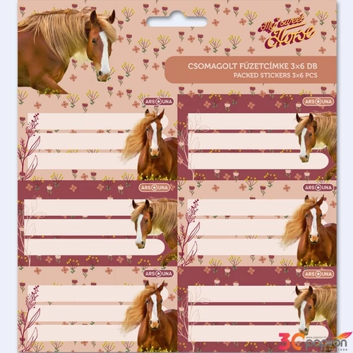 Füzetcímke Ars Una 3x6db 24'' My Sweet Horse (5358) 24 ló 53833587 Öntapadós - egy csomagban külön