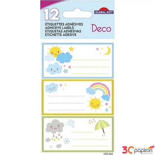 Füzetcímke Etiq.Deco Időjárás 12db/csomag 