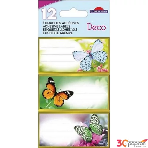 Füzetcímke Etiq.Deco Pillangós 12db/csomag 
