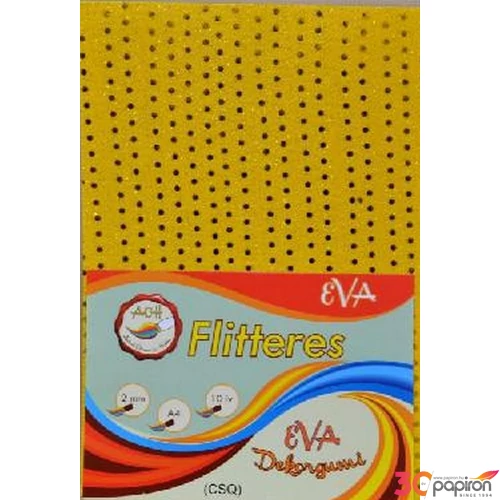 Dekorgumi flitter es citrom 2mm, A4 EVA Gumilap glitteres
