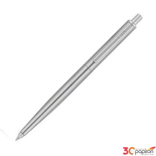 Golyóstoll 0,24mm Zebra nyomógombos, ezüst színű klip ezüst tolltest, 901, kék