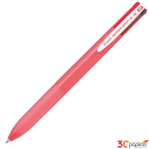 Golyóstoll 0,27mm Pilot nyomógombos, rózsaszín tolltest Super Grip G, négyszínű