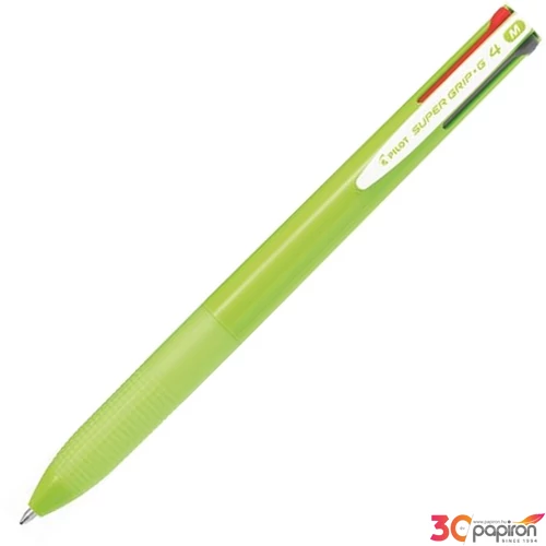Golyóstoll 0,27mm Pilot nyomógombos, világoszöld tolltest Super Grip G, négyszínű