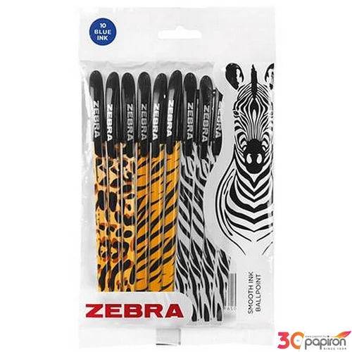 Golyóstoll 0,27mm Zebra kupakos, vegyes testszín, Animal Doodler`z, kék