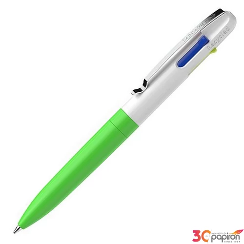 Golyóstoll 0,5mm Schneider nyomógombos, négyszínű, Take 4 Neon, zöld-fehér