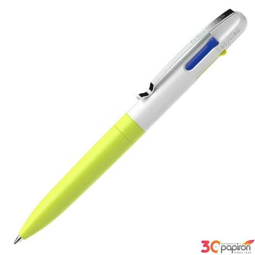 Golyóstoll 0,5mm Schneider nyomógombos, négyszínű, Take 4 Neon, sárga-fehér