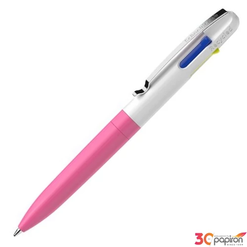 Golyóstoll 0,5mm Schneider nyomógombos, négyszínű, Take 4 Neon, rózsaszín-fehér
