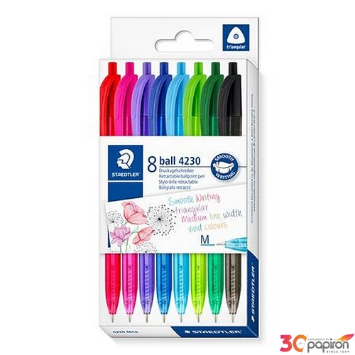 Golyóstoll 0,5mm Staedtler nyomógombos, 4230 M, 8 különböző szín
