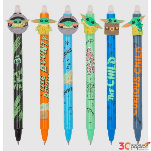 Golyóstoll radírozható 0,5mm Baby Yoda 6 minta kék íráskép Colorino
