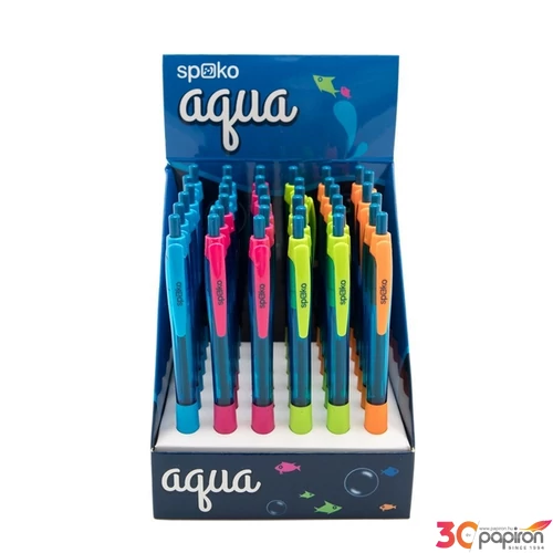 Golyóstoll Spoko X18-as Aqua neon vegyes kék íráskép