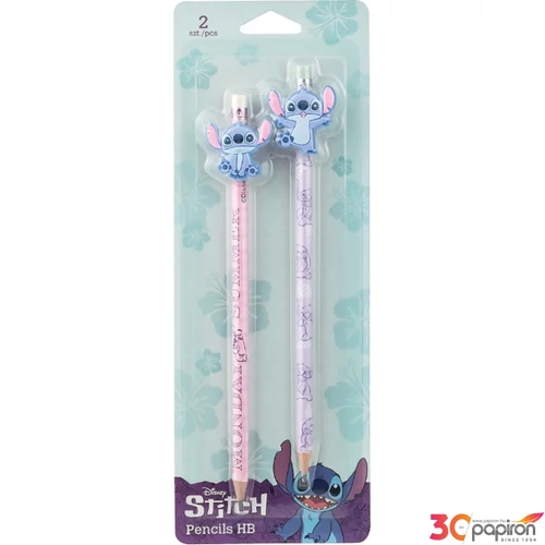 Grafitceruza HB Stitch 3 kerek radírral 2 db/bliszter Colorino