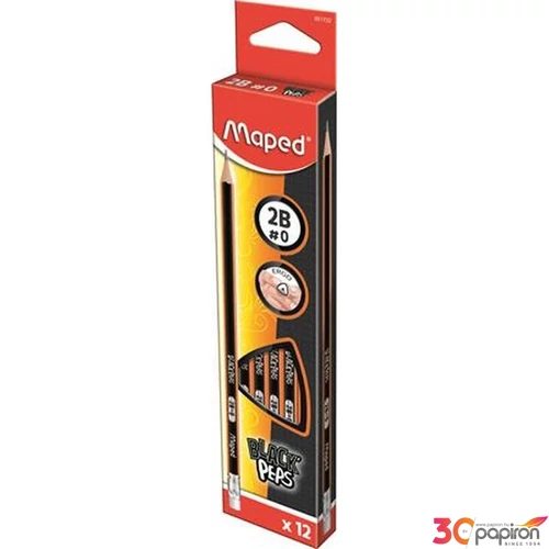 Grafitceruza 2B Maped háromszögletű radírral Black Peps Grafitceruzák radírvéggel 1db/ár