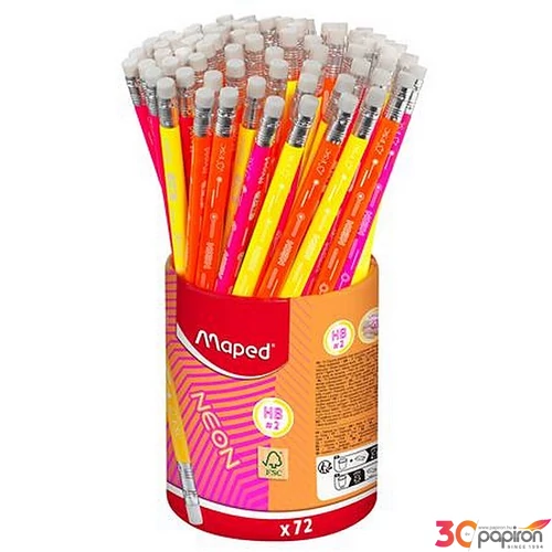 Grafitceruza HB MAPED "Black`P radírral háromszögletű  Neon" vegyes színek 1db/ár