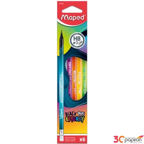 Grafitceruza HB Maped háromszögletű radírral Black Peps Energy Grafitceruzák radírvéggel pastell