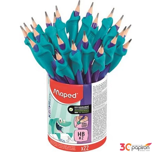 Grafitceruza HB Maped radírral és ceruzafogóval, ceruzatartó háromszögletű, Kidy Learn