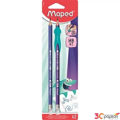 Grafitceruza HB Maped radírral, háromszögletű, ceruzafogóval Kidy Learn