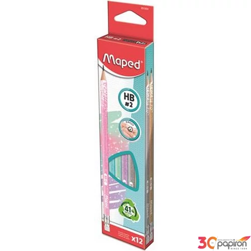 Grafitceruza HB Maped Radírral, Háromszögletű Black`Peps Glitter Deco 1db/ár