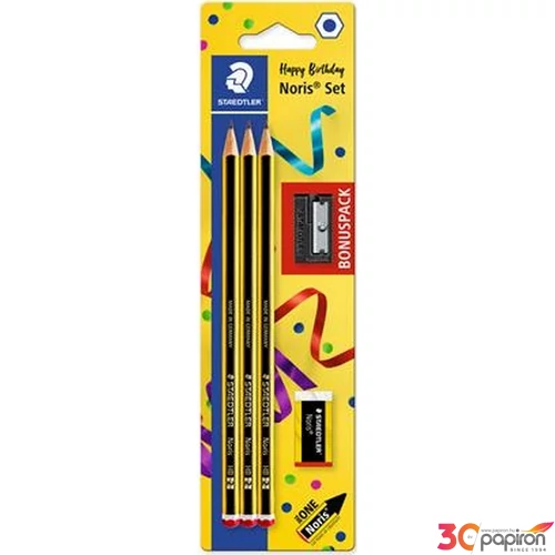 Grafitceruza HB Staedtler hatszögletű, hegyezővel és radírral TS120SBK3P0