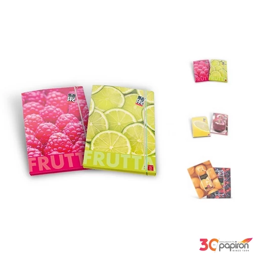Gumis mappa A4 Pigna Fruits karton, 1cm-es gerinccel 02320843L/02326343L
